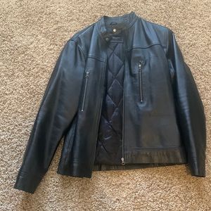 Mens Black Leather Jacket w/ Thinsulate Lining, L/T or 42/44L